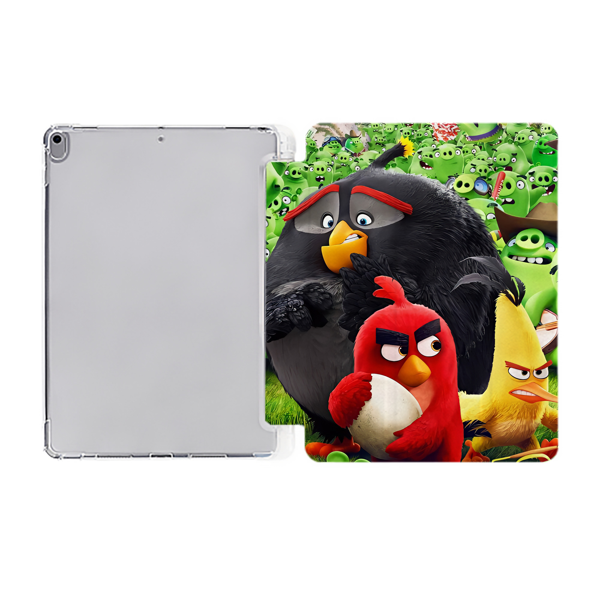 （画像用） Angry Birds アングリーバード IPad ケース ペン収納付き 三つ折りスタンド PUレザー×シリコン 対応機種9.5/10.5/10.9インチ